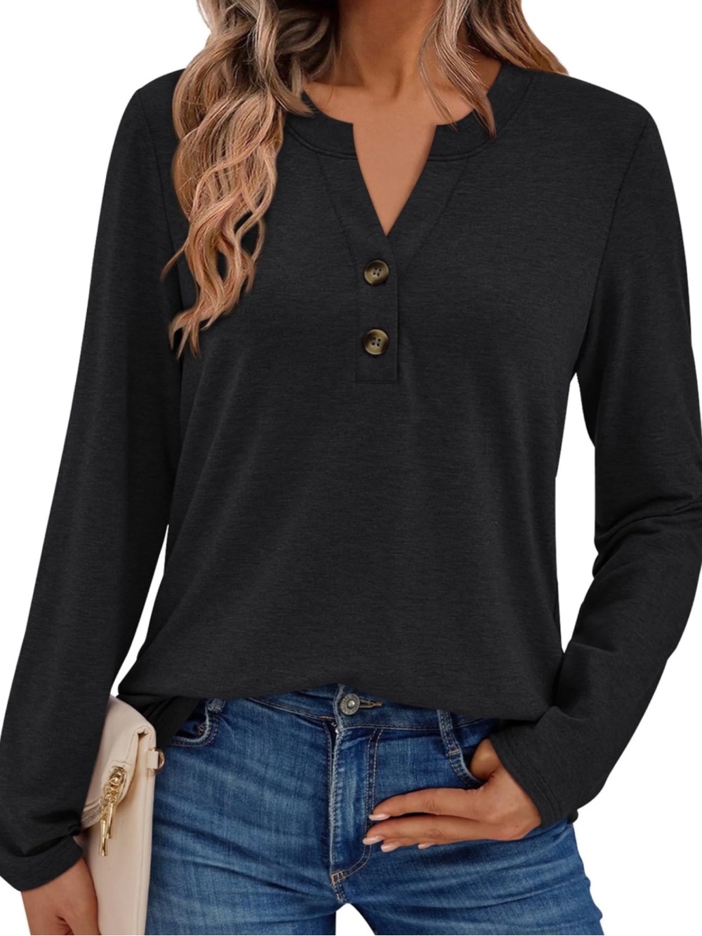 Zara Basic Black Button-Up Long Sleeve Top